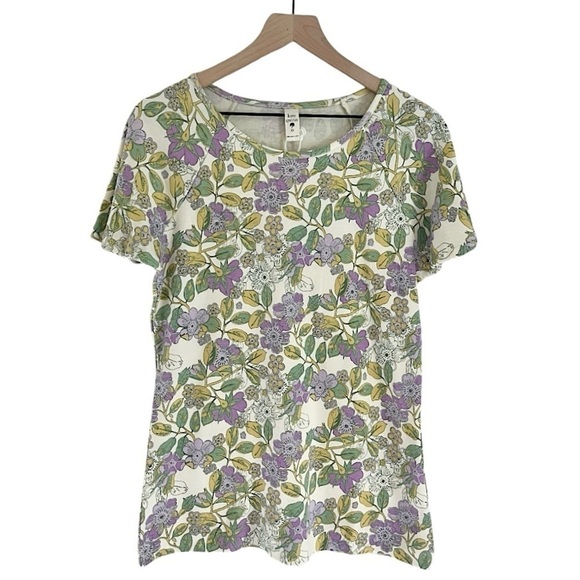 NWT Kate Quinn Women’s Floral Short Sleeve Top in Green Purple White Size XS‎ - Picture 1 of 8
